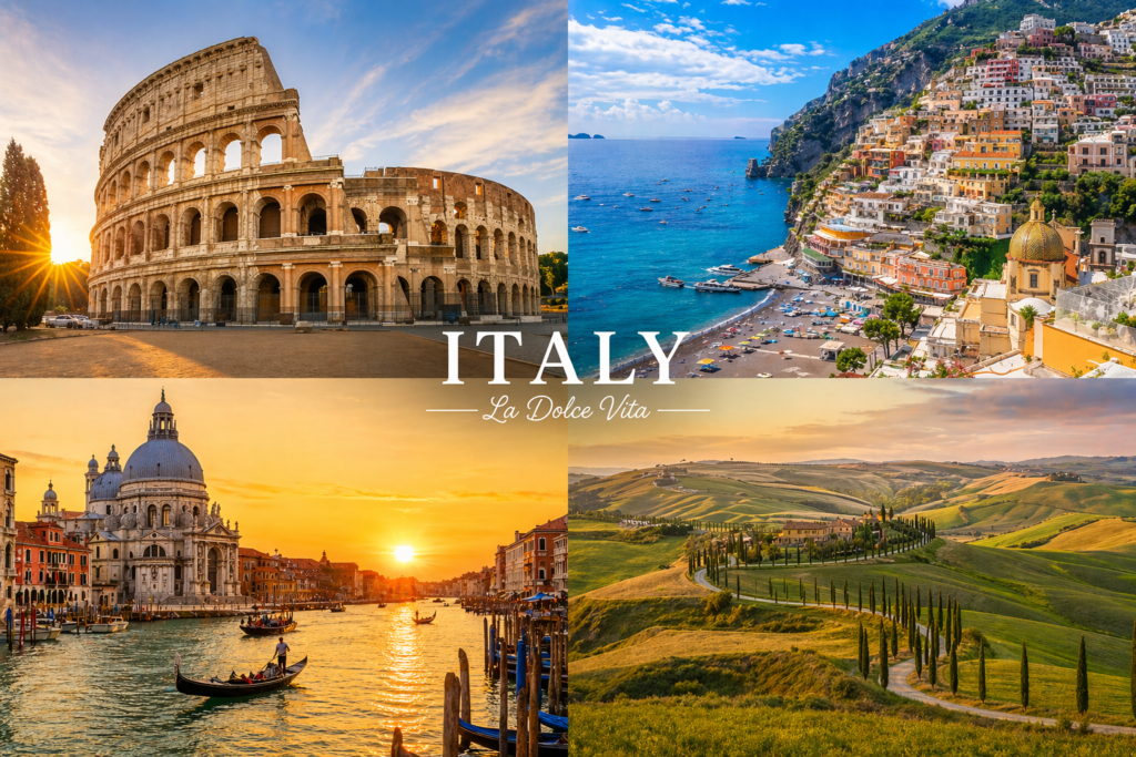Best places to visit in Italy including Rome, Venice, Amalfi Coast and Florence