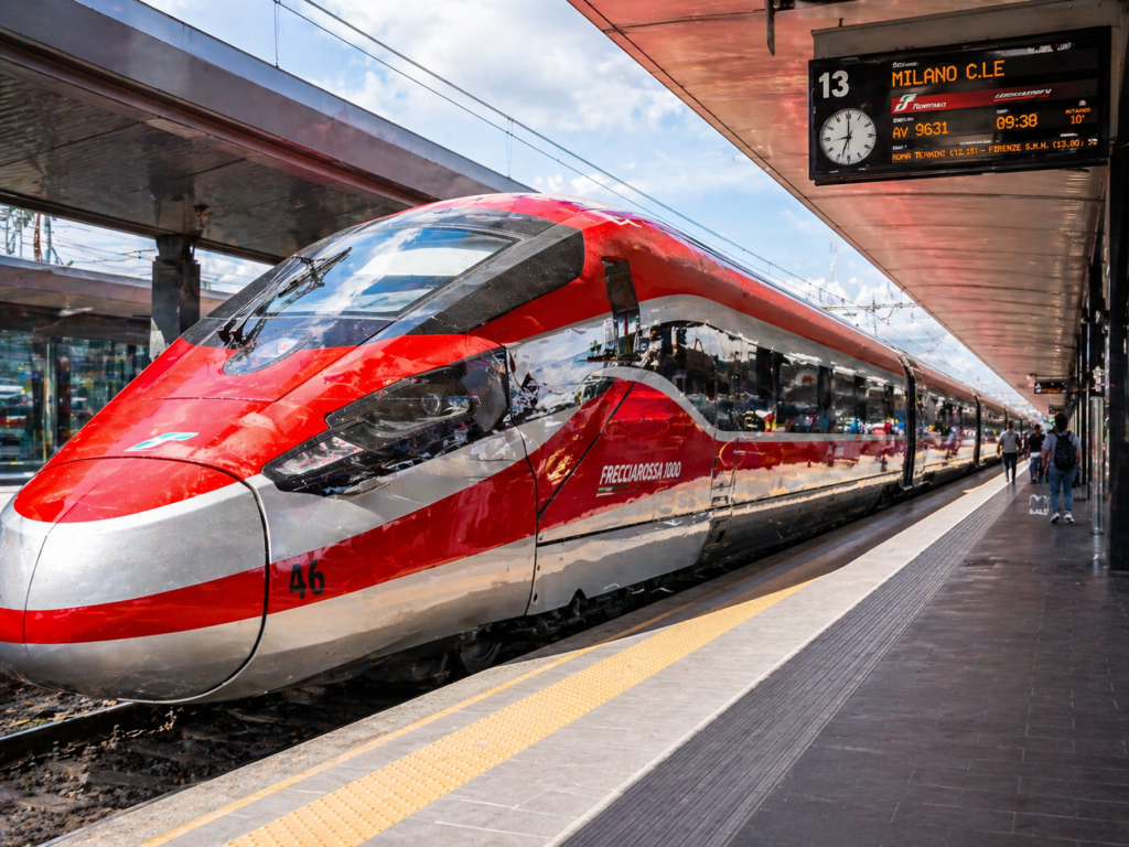 Italy Frecciarossa high-speed train connecting Rome, Florence, and Venice for first-time visitors