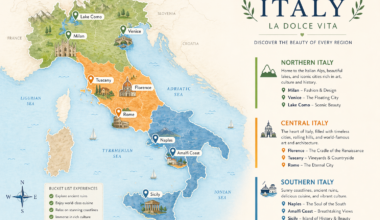 Italy map showing regions including Tuscany, Lombardy, Sicily, and the Amalfi Coast