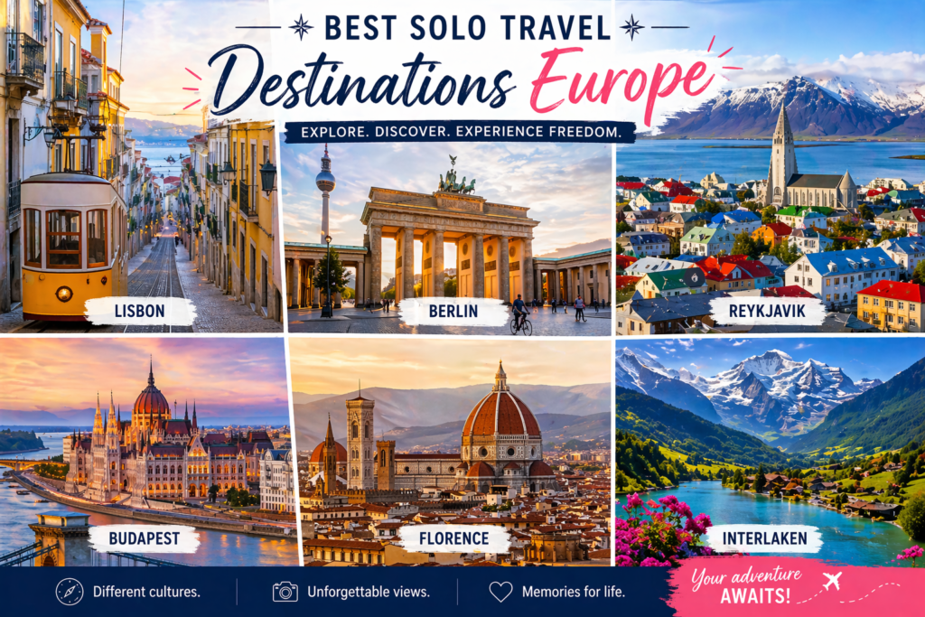 best places for solo travel europe cities collage 2026