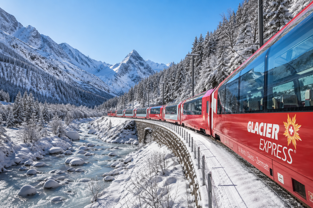 luxury train journey Swiss Alps Glacier Express