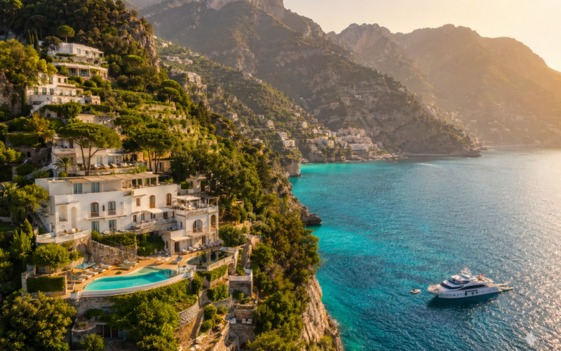 luxury travel europe aerial view Amalfi Coast Italy