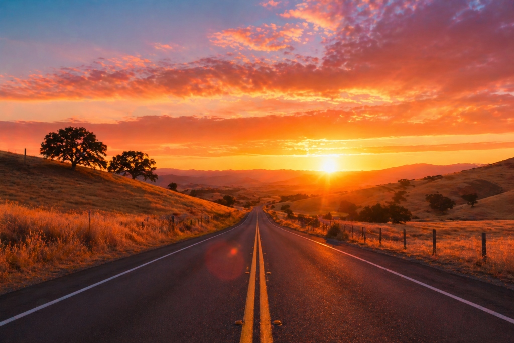 road trips california scenic sunset open highway drive 2026