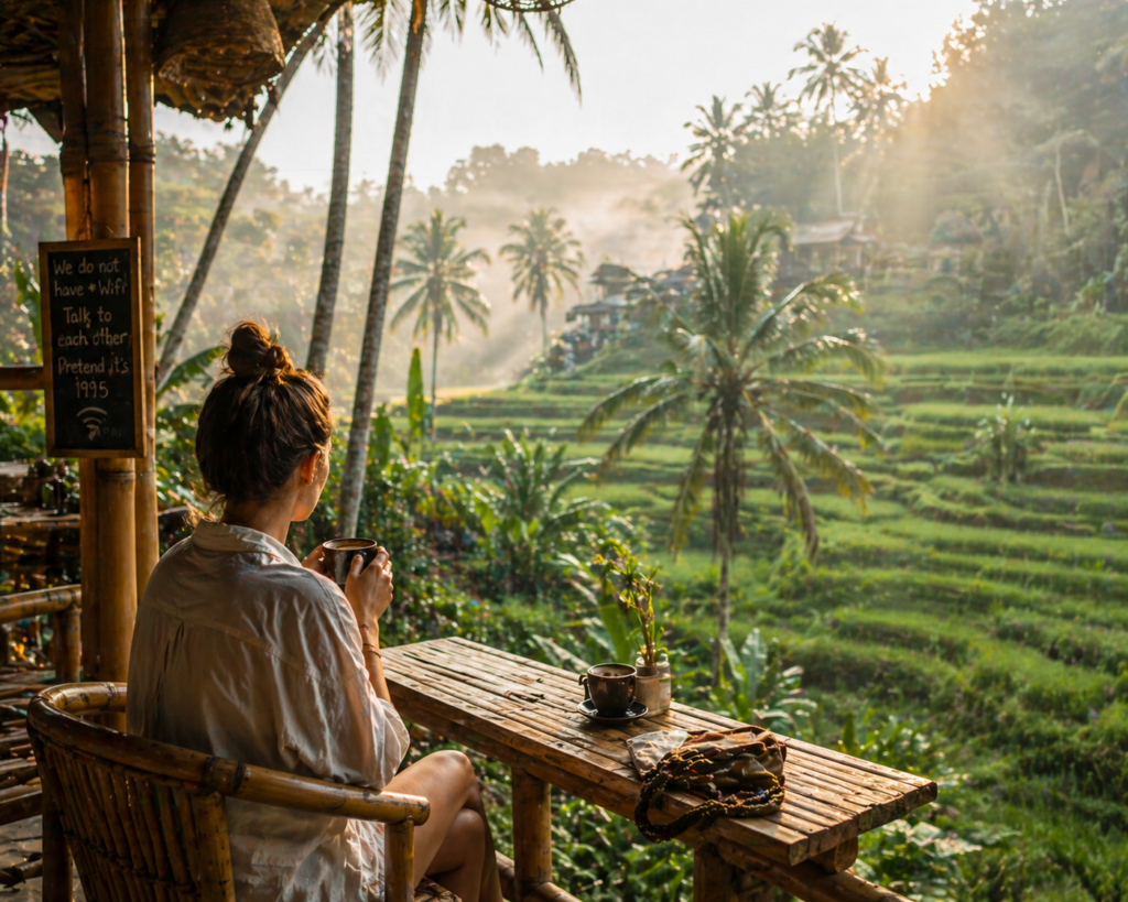 solo traveler relaxing at best solo travel destination Bali Indonesia