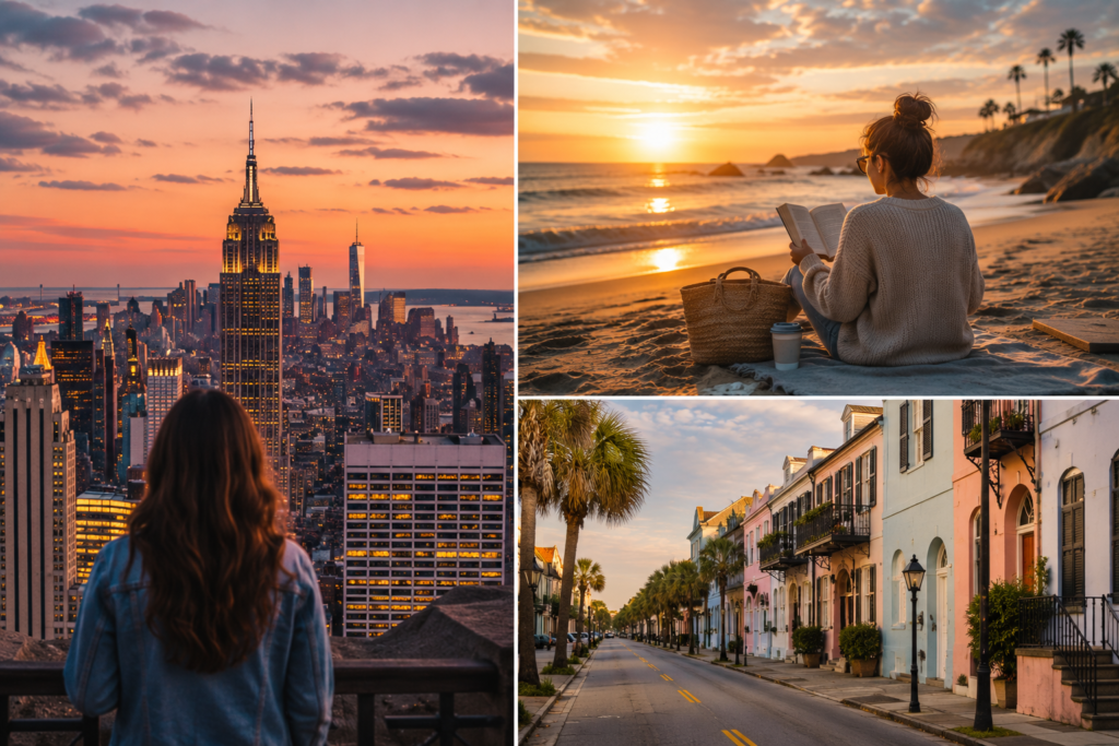 best places to travel solo female in US including New York, San Diego and Charleston