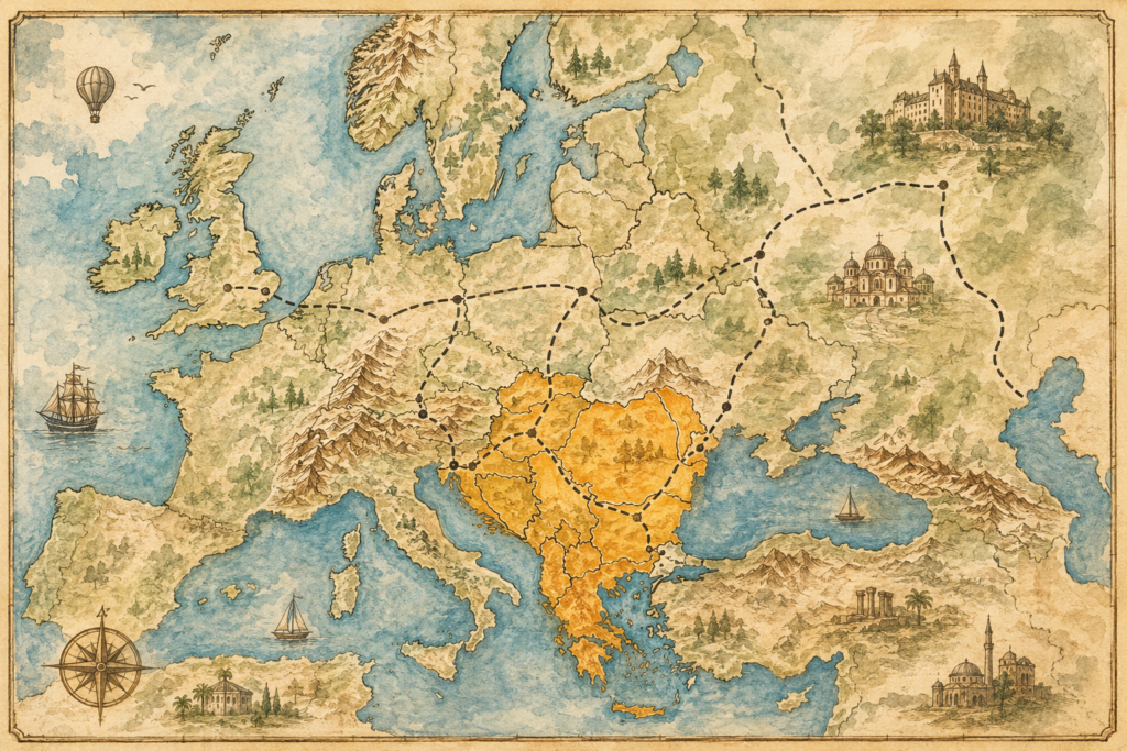 budget europe travel route map balkans